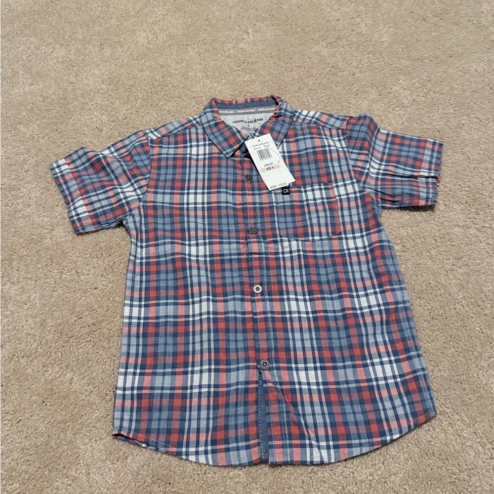 Plaid Short Sleeve Shirt Boys Size 6: BRAND NEW!
